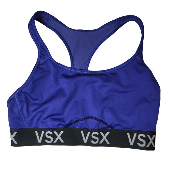 Victoria's Secret VSX Player Sport Bra Blue Large Full Coverage Racerback READ - Picture 1 of 11